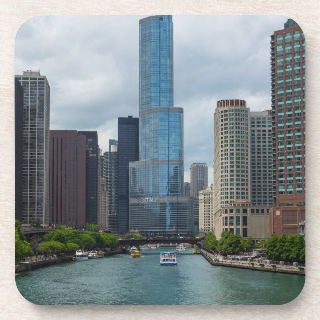 Trump Tower Chicago River Drink Coaster (Front)