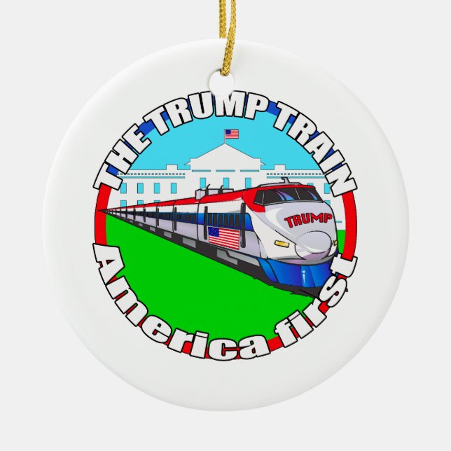 Trump Train America first Ceramic Ornament (Front)