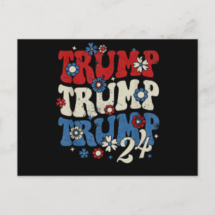 Trump Trump Trump 2024 Retro  Holiday Postcard