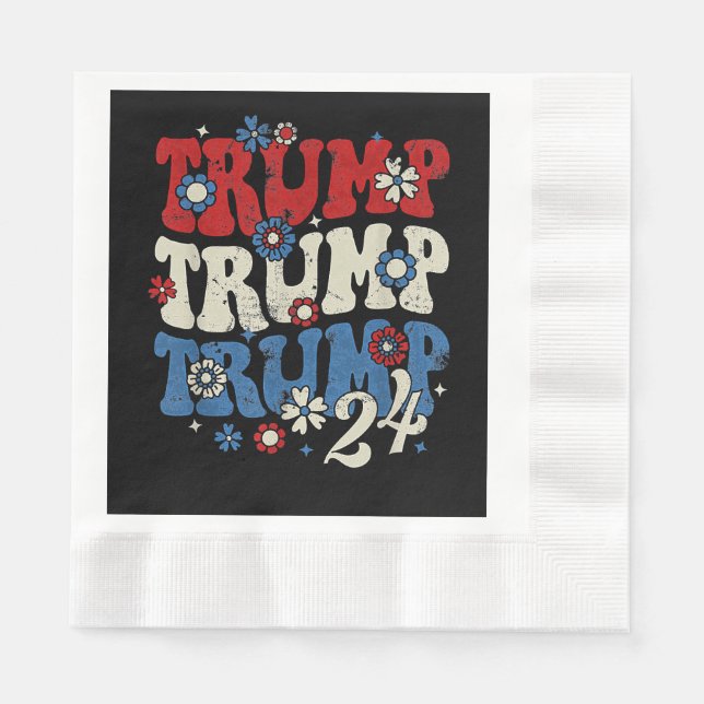 Trump Trump Trump 2024 Retro  Napkins (Front)