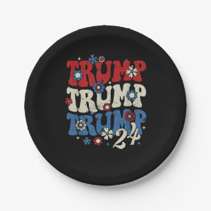 Trump Trump Trump 2024 Retro  Paper Plates