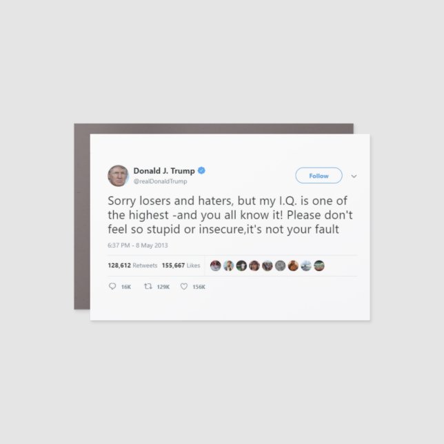 Trump Tweet on IQ Car Magnet (Front)