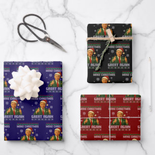 Trump Ugly Xmas Sweater Make Christmas Great Again Wrapping Paper Sheets