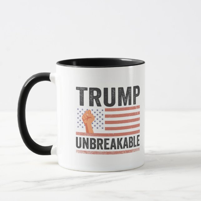 Trump Unbreakable President Trump US Flag  Mug (Left)