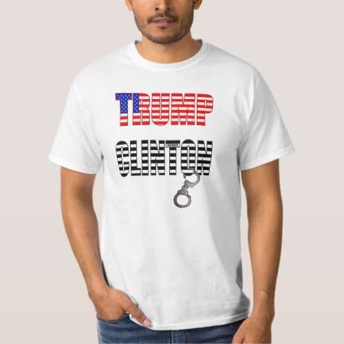 Trump US Flag Clinton Prison Stripes T_Shirt