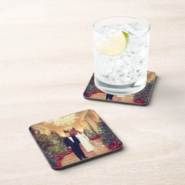 Trump US President White House Christmas  Beverage Coaster (Right Side)