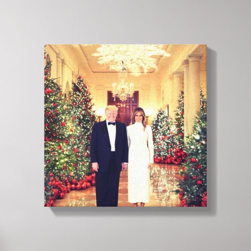 Trump US President White House Christmas Canvas Print