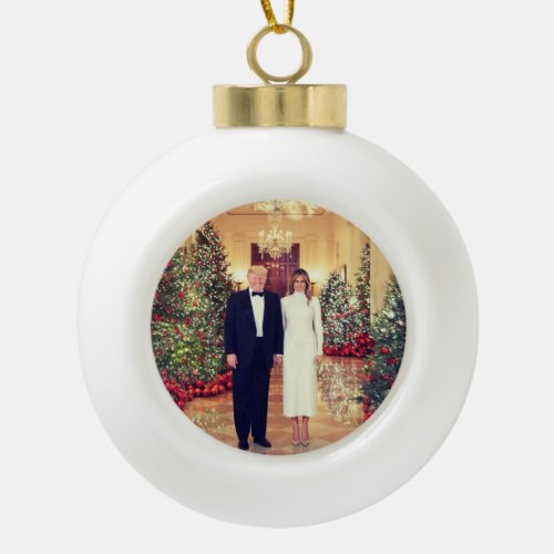 Trump US President White House Christmas  Ceramic Ball Christmas Ornament