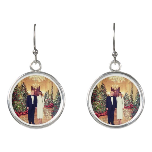 Trump US President White House Christmas  Earrings (Front)