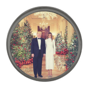 Trump US President White House Christmas Gunmetal Finish Lapel Pin