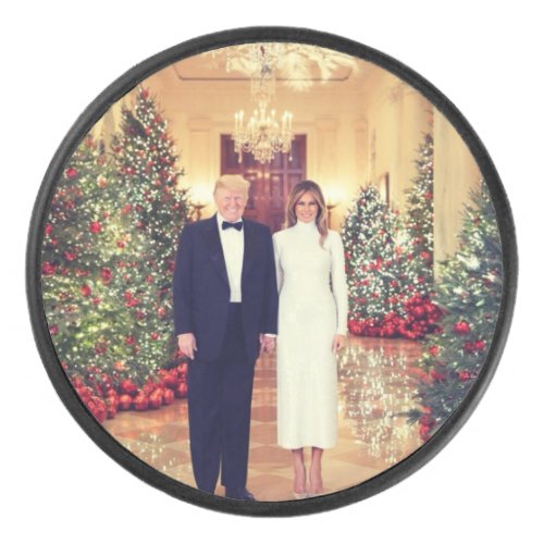 Trump US President White House Christmas  Hockey Puck