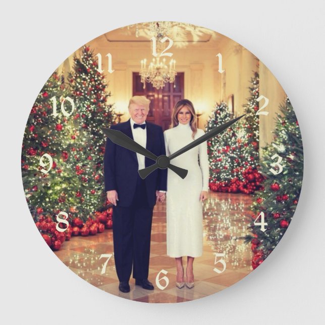 Trump US President White House Christmas Large Clo Clock (Front)