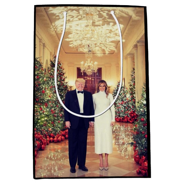 Trump US President White House Christmas Medium Gi Medium Gift Bag (Front)