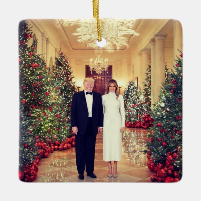 Trump US President White House Christmas Metal Orn Ceramic Ornament (Front)
