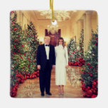 Trump US President White House Christmas Metal Orn Ceramic Ornament<br><div class="desc">White House Christmas, Donald John Trump is the 45th and current president of the United States. Before entering politics, he was a businessman and television personality. Trump was born and raised in the New York City borough of Queens, and received a bachelor's degree in economics from the Wharton School at...</div>