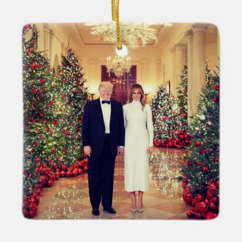 Trump US President White House Christmas Metal Orn Ceramic Ornament