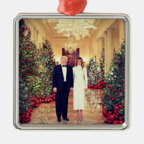 Trump US President White House Christmas Metal Orn Metal Ornament