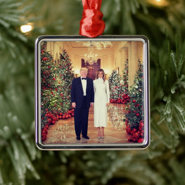 Trump US President White House Christmas  Metal Ornament (Tree)