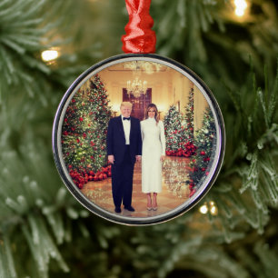 Trump US President White House Christmas Metal Ornament