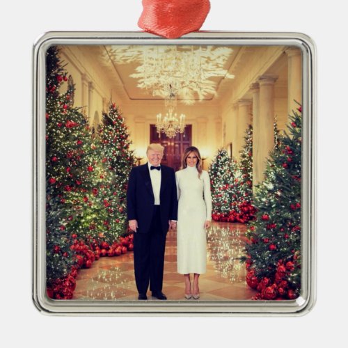 Trump US President White House Christmas Metal Ornament