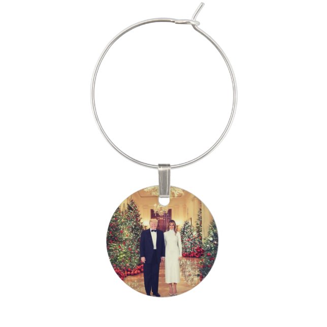 Trump US President White House Christmas  Wine Charm (First Charm)