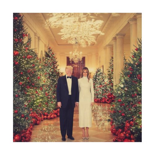 Trump US President White House Christmas Wood Wall Art
