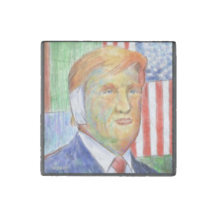 Trump Van Gogh Stone Magnet