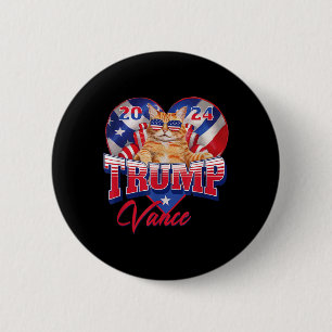 Trump Vance 2024 Cat Heart Us Political President Button