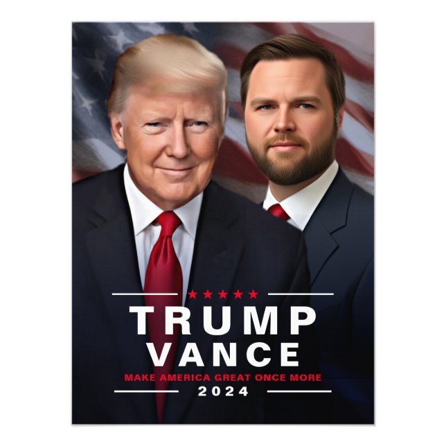 Trump Vance 2024 Collectible Campaign Photo   Print (Front)