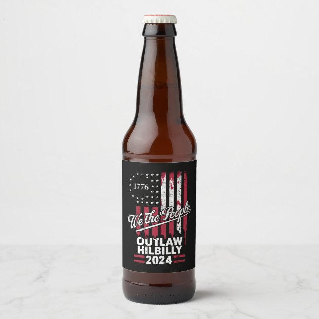 Trump Vance 2024 Donald Trump Outlaw Hillbilly  Beer Bottle Label (Front)
