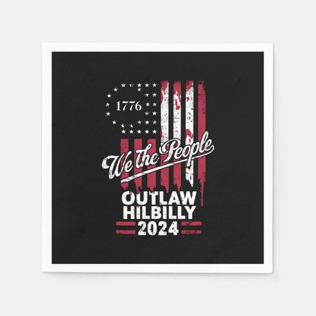 Trump Vance 2024 Donald Trump Outlaw Hillbilly  Napkins (Front)