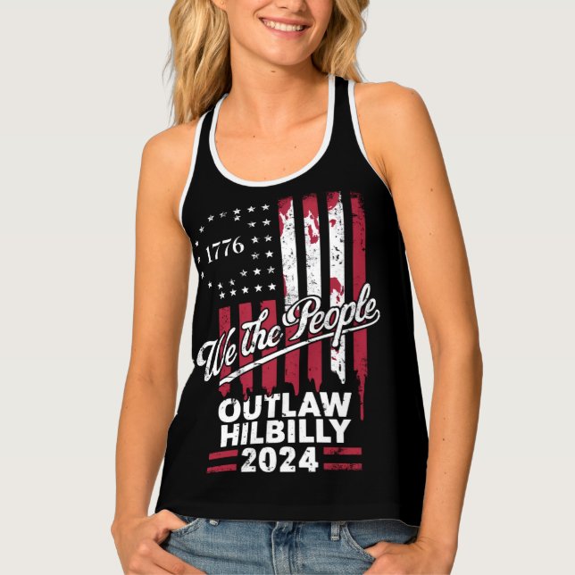 Trump Vance 2024 Donald Trump Outlaw Hillbilly  Tank Top (Front)