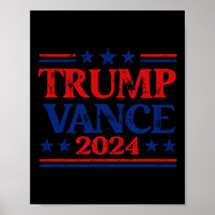 Trump Vance 2024 Flag Patriotic Usa Stars Stripes Poster