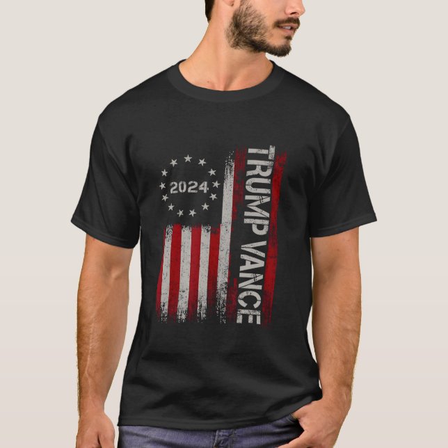 Trump Vance 2024 For President VP USA Republican E T-Shirt (Front)