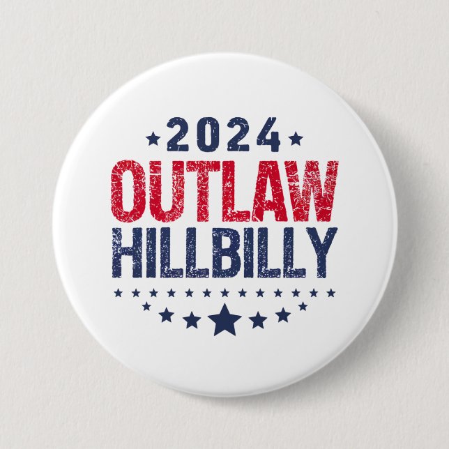 Trump Vance 2024 Outlaw Hillbilly US Flag Button (Front)