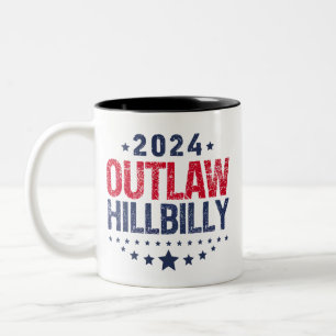 Trump Vance 2024 Outlaw Hillbilly US Flag Two-Tone Coffee Mug