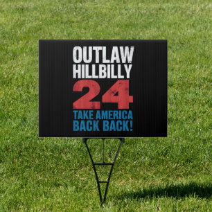 Trump Vance 2024 Outlaw Hillbilly US Flag Vintage Sign