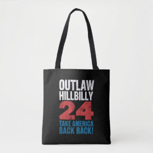 Trump Vance 2024 Outlaw Hillbilly US Flag Vintage Tote Bag