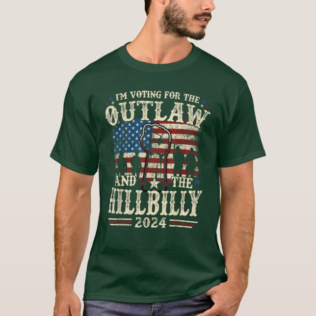 Trump Vance 2024 Outlaw Hillbilly USA Flag T-Shirt (Front)