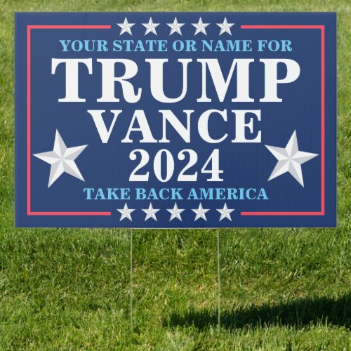 Trump Vance 2024 Patriotic Election Personalized Sign