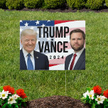 Trump Vance 2024 Photo Waving American Flag Sign