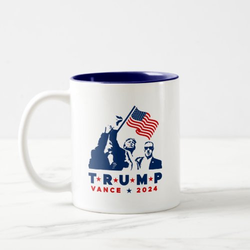 Trump Vance 2024 Post Shooting Triumphant Two_Tone Coffee Mug