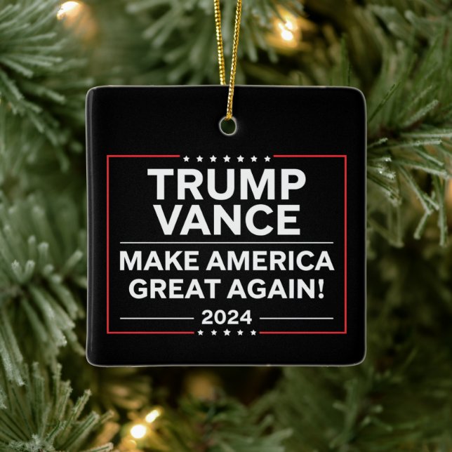 Trump Vance 2024 President JD Vance Vice MAGA Ceramic Ornament (Tree)