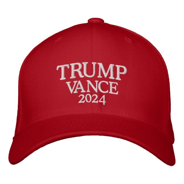 Trump Vance 2024 Red Embroidered Baseball Cap (Front)