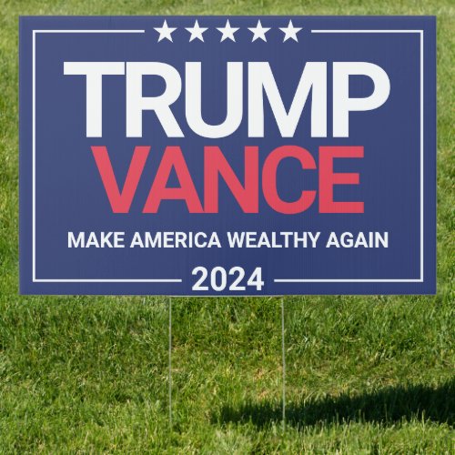 Trump Vance 2024 Republican MAWA Slogan Blue Yard Sign