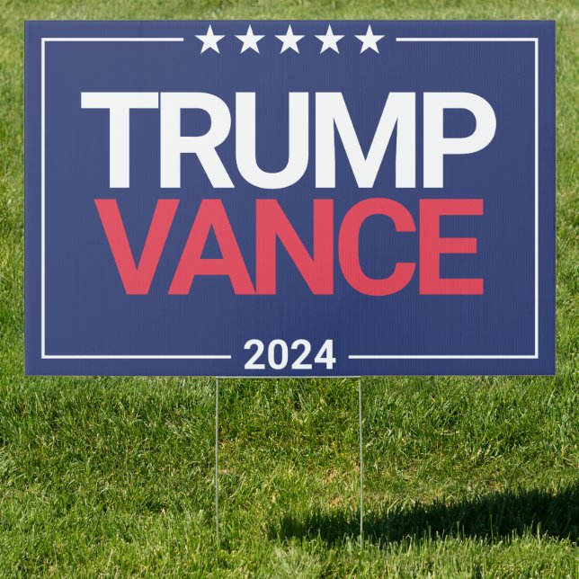 Trump Vance 2024 Republican Party Blue Yard Sign (Insitu)