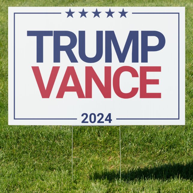 Trump Vance 2024 Republican Party White Yard Sign (Insitu)