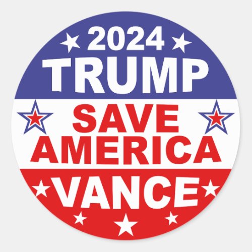 TRUMP VANCE 2024 SAVE AMERICA CLASSIC ROUND STICKER