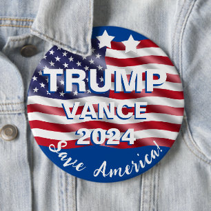 Trump Vance 2024 Save America Flag  Button