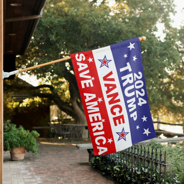 TRUMP VANCE 2024 SAVE AMERICA HOUSE FLAG (In SItu)
